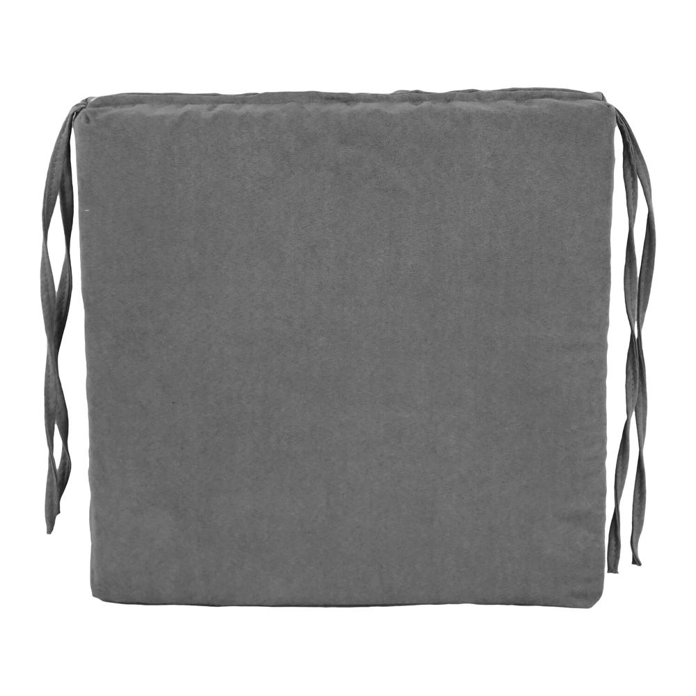Blazing Needles Indoor 16" x 16" Microsuede Chair Cushion, Steel Grey