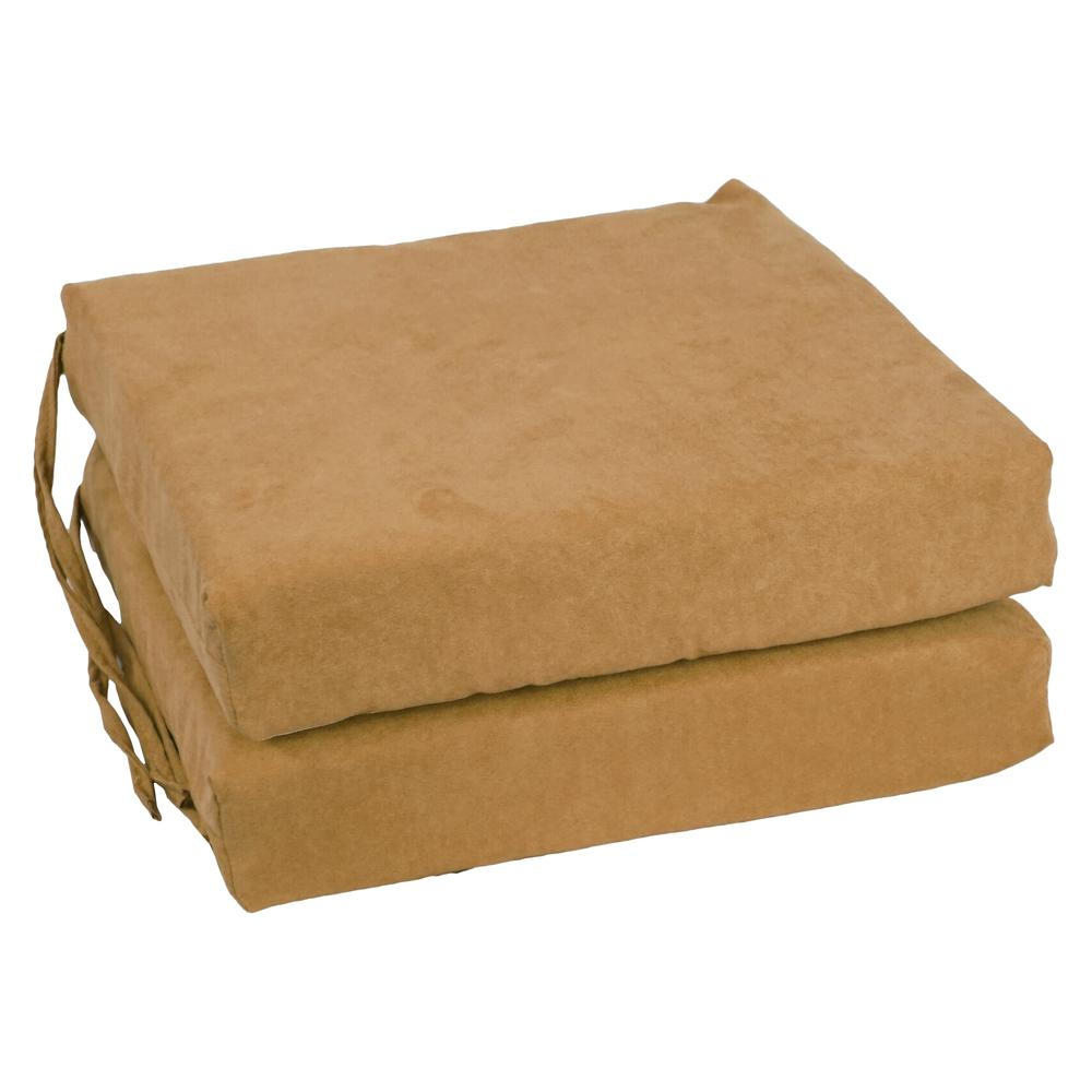 Blazing Needles Indoor 16" x 16" Microsuede Chair Cushion, Camel