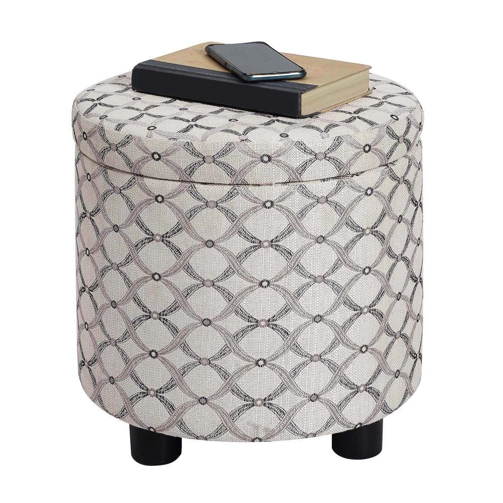 Designs 4 Comfort Round Accent Storage Ottoman with Reversible Tray Lid