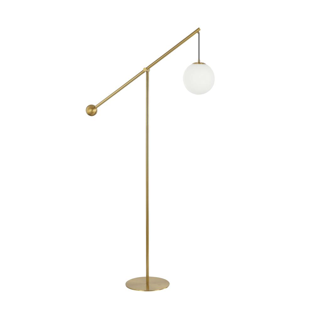 1LT Holly Floor Lamp – Aged Brass with Opal Glass Shade