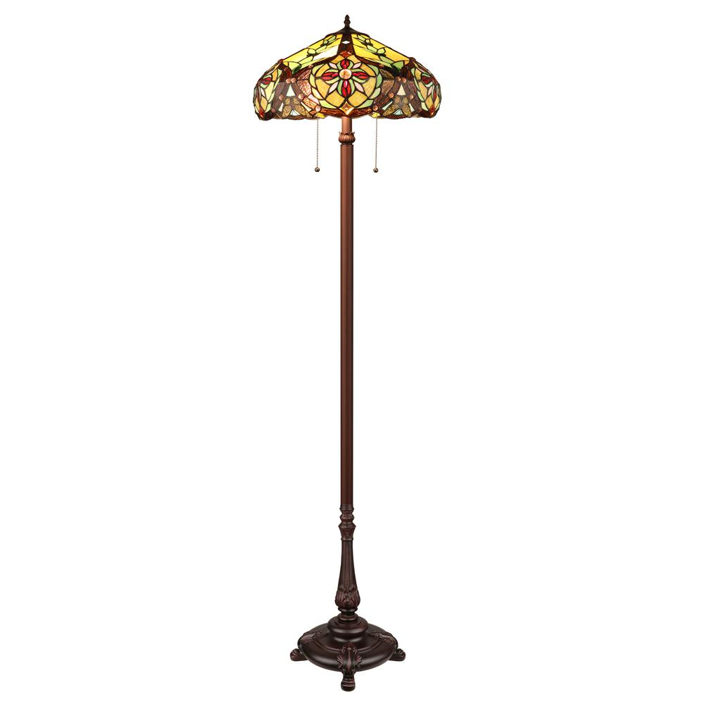 CORA Victorian-Style 2-Light Tiffany Floor Lamp – Dark Bronze, 18" Wide