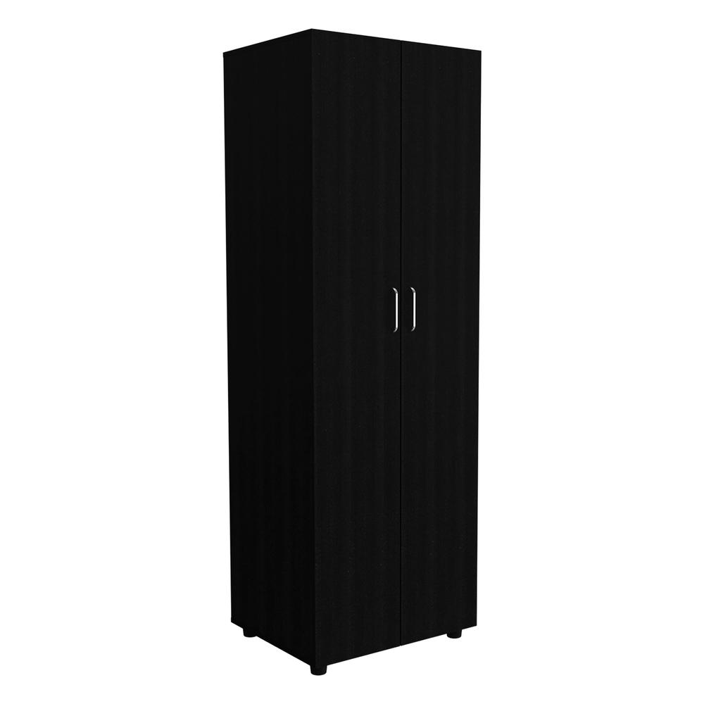 Raines 2-Piece Bedroom Set with London Armoire and Aralia Drawer Dresser in Black and Light Oak