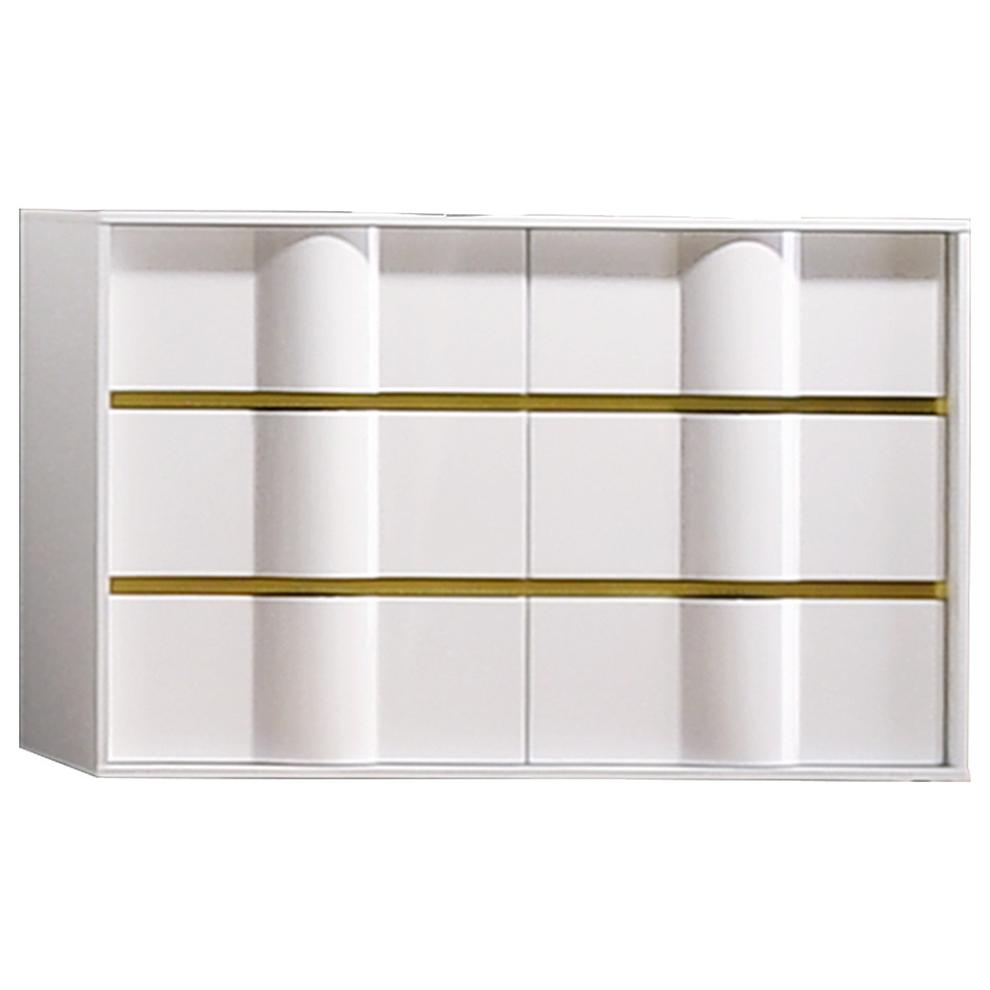 ABest Master Havana 6-Drawer High Gloss Dresser – White Poplar Wood with Gold Trim