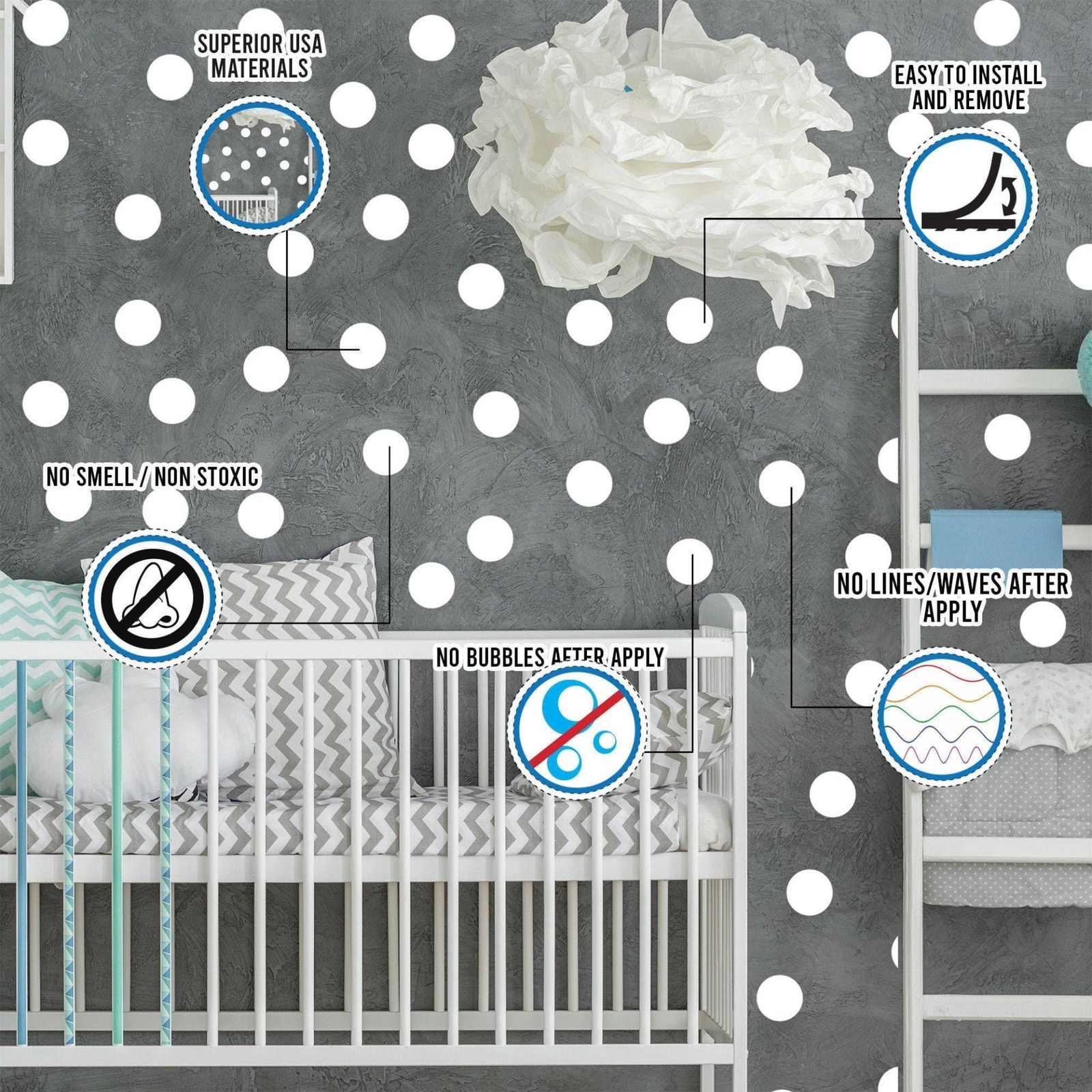 Peel and Stick Wall Sticker – White Circle Vinyl Wall Decals (215-Piece 2-Inch Dot Set)