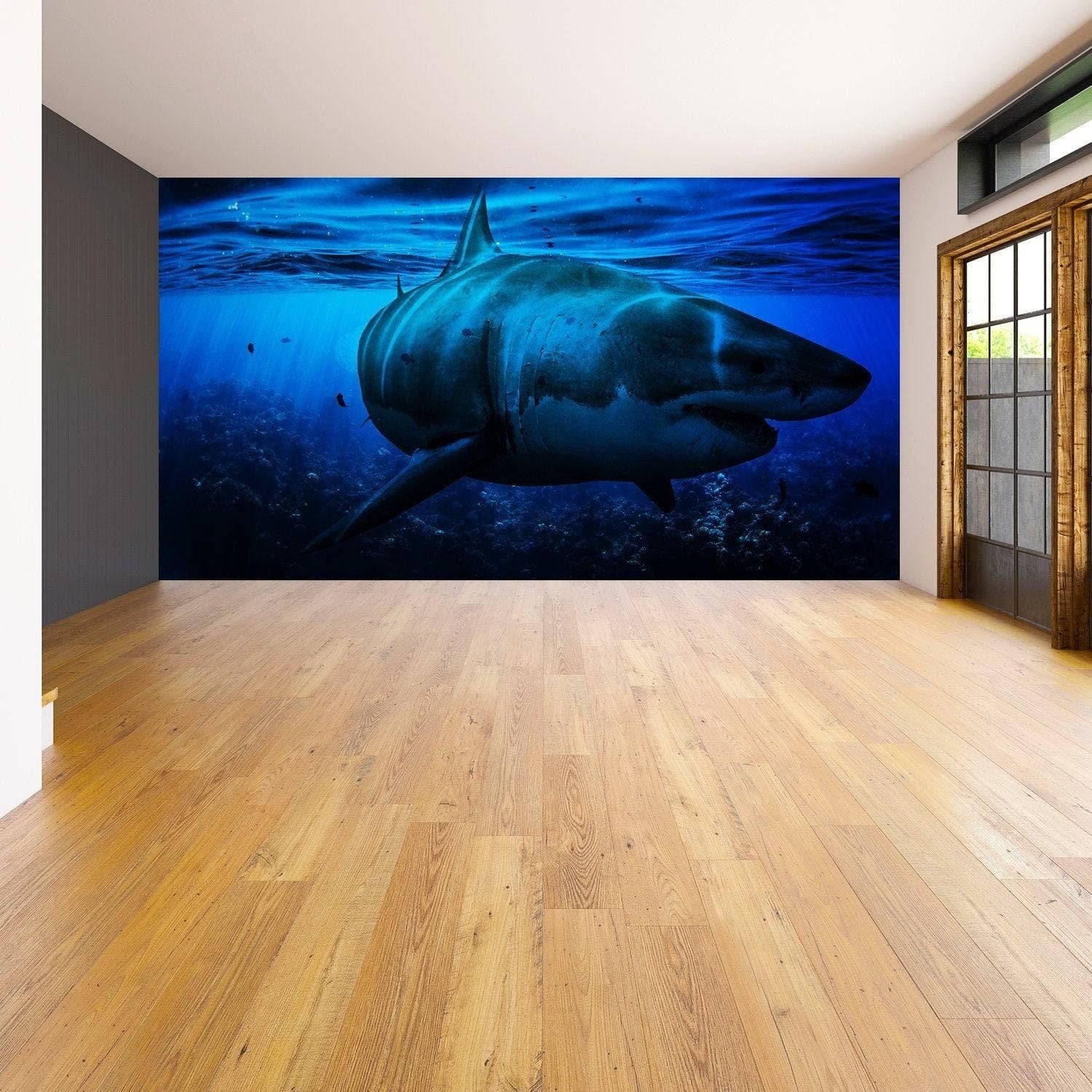 Large Underwater Sea Life Paradise Mural, Ocean Landscape Wall Art