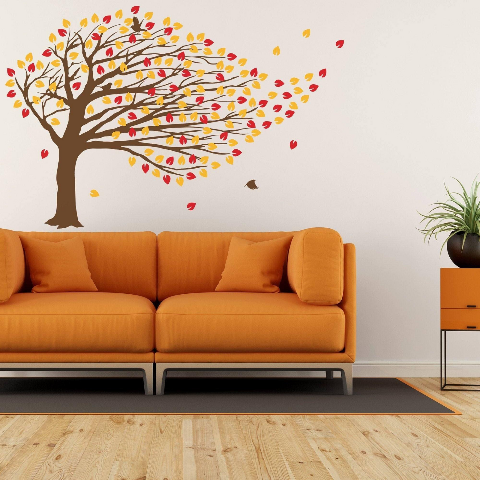 Peel and Stick Windy Tree Wall Decal – German Polymeric Vinyl Nature Sticker