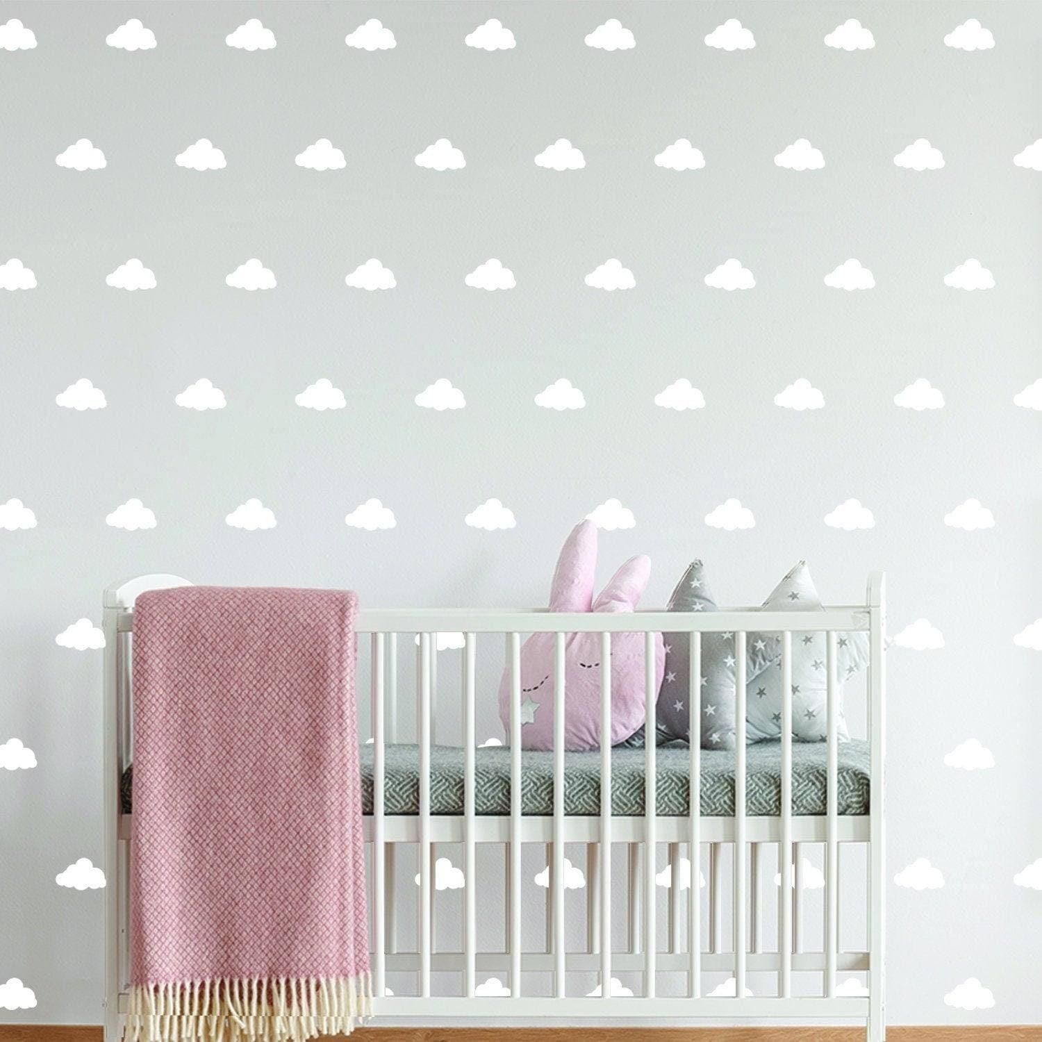 Peel and Stick Wall Decal – Cloud Vinyl Wall Stickers (40-Piece Set) for Nursery and Kids’ Rooms