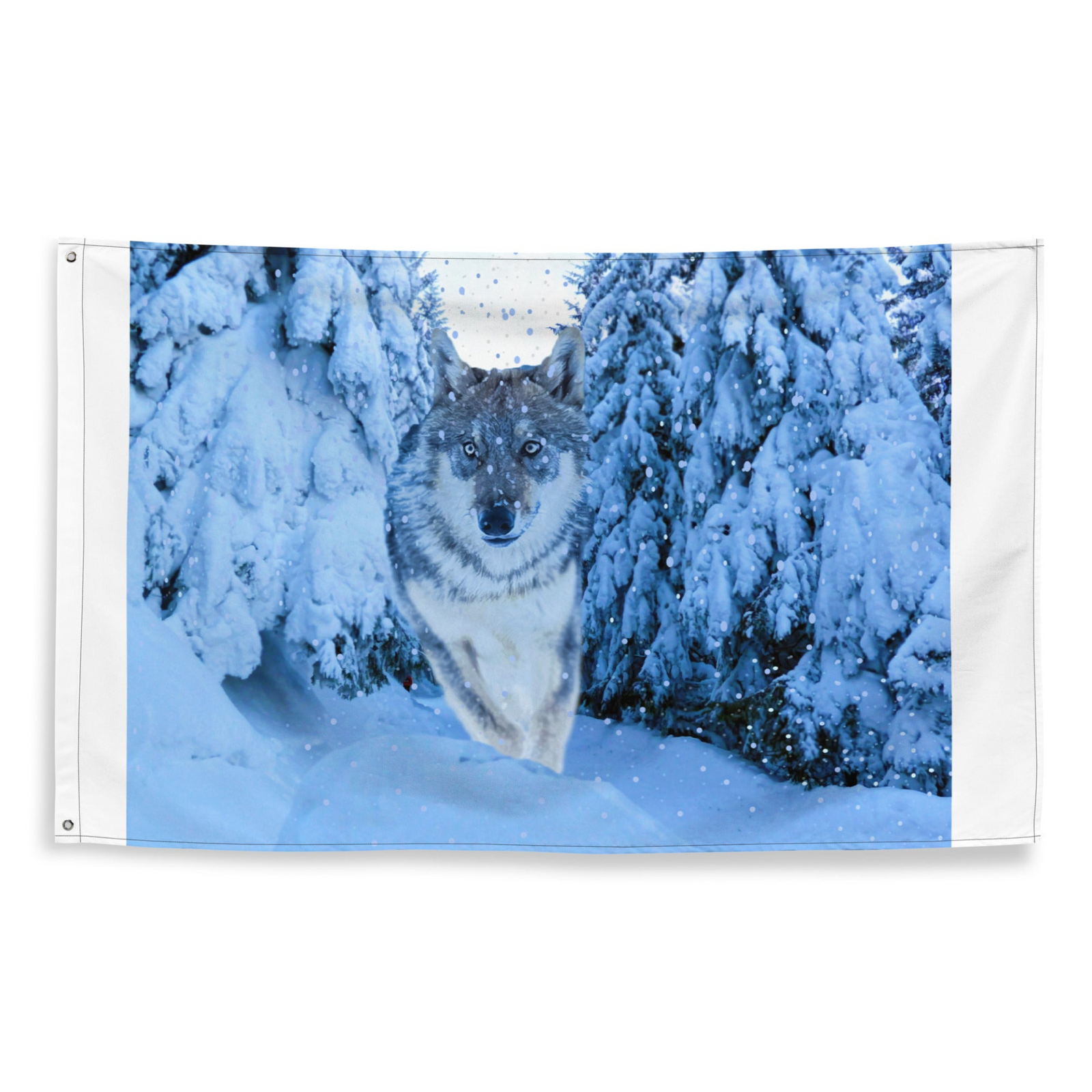 White Wolf Wall Tapestry – Polyester Flag Wall Hanging