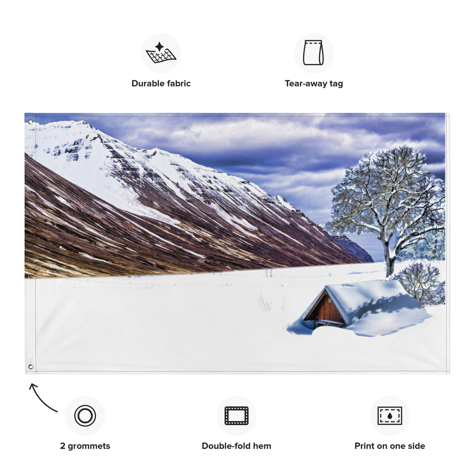 Snow Landscape Wall Tapestry – Polyester Flag Wall Hanging