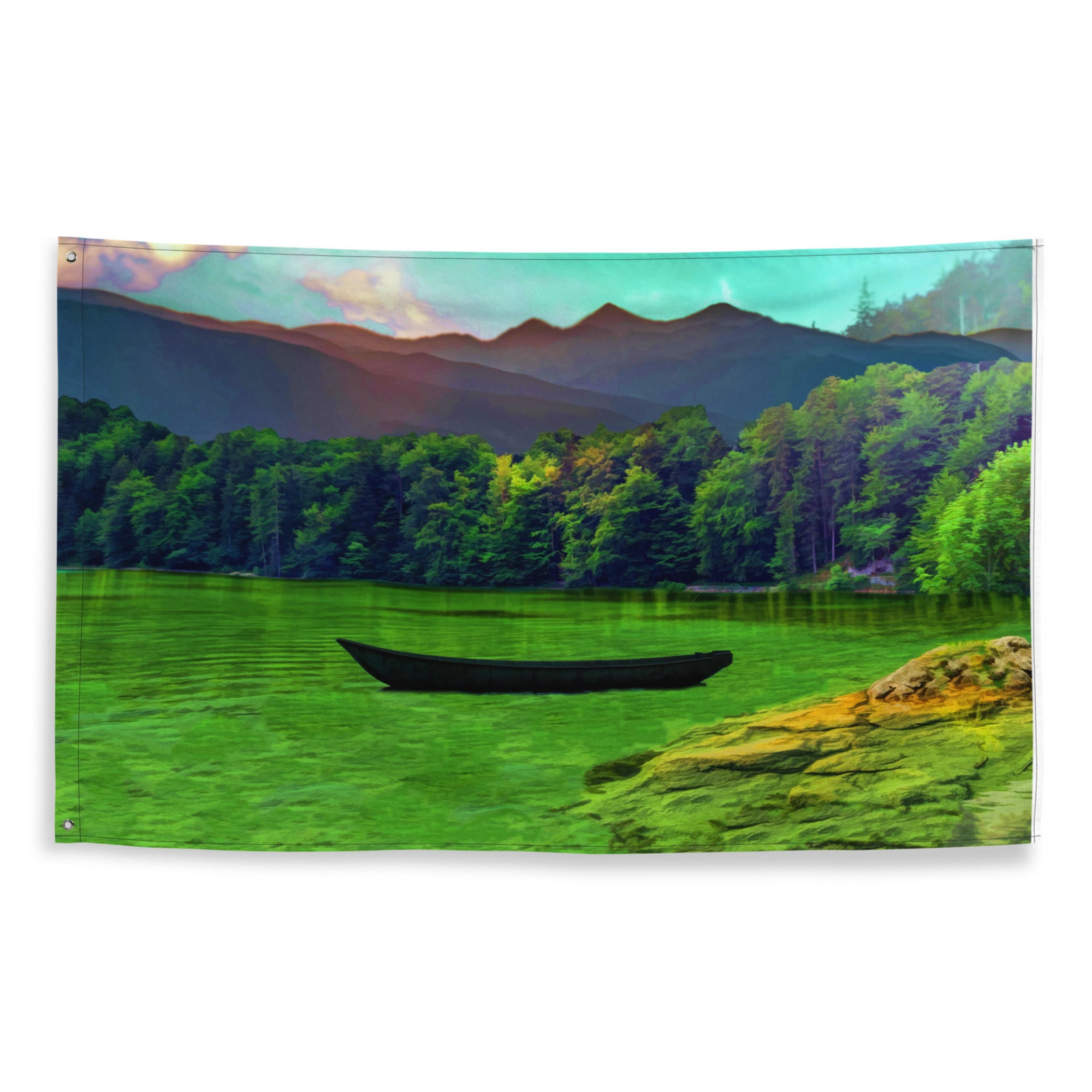 Lake Painting Wall Tapestry – Polyester Flag Wall Hanging