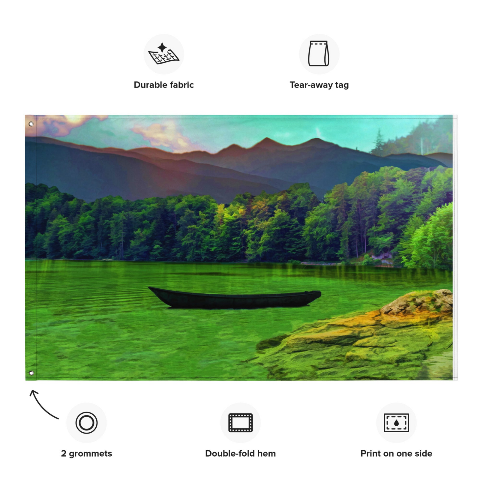 Lake Painting Wall Tapestry – Polyester Flag Wall Hanging