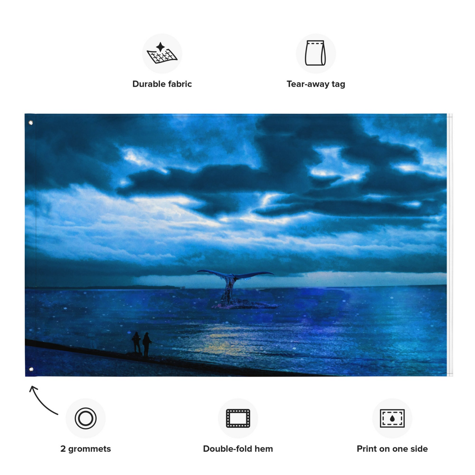 Dolphin Night Sky Painting Wall Tapestry – Ocean-Inspired Polyester Flag Wall Hanging