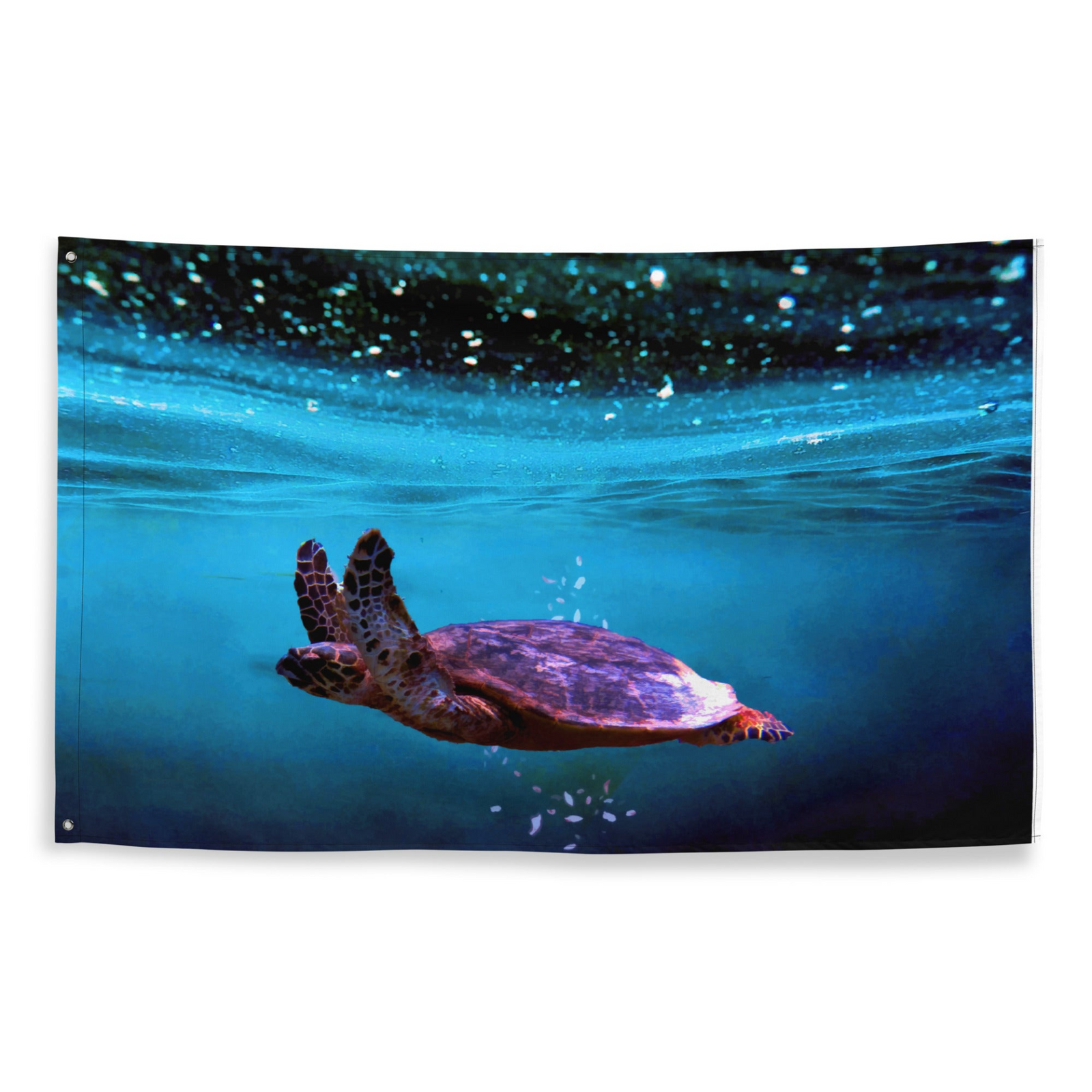 Sea Turtle Artwork Wall Tapestry – Ocean-Inspired Polyester Flag Wall Hanging