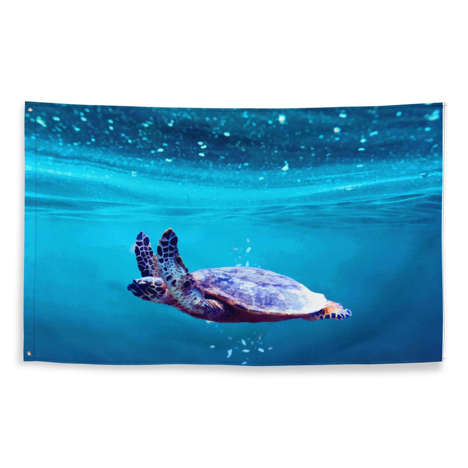 Sea Turtle Art Wall Tapestry – Coastal Polyester Flag Wall Hanging