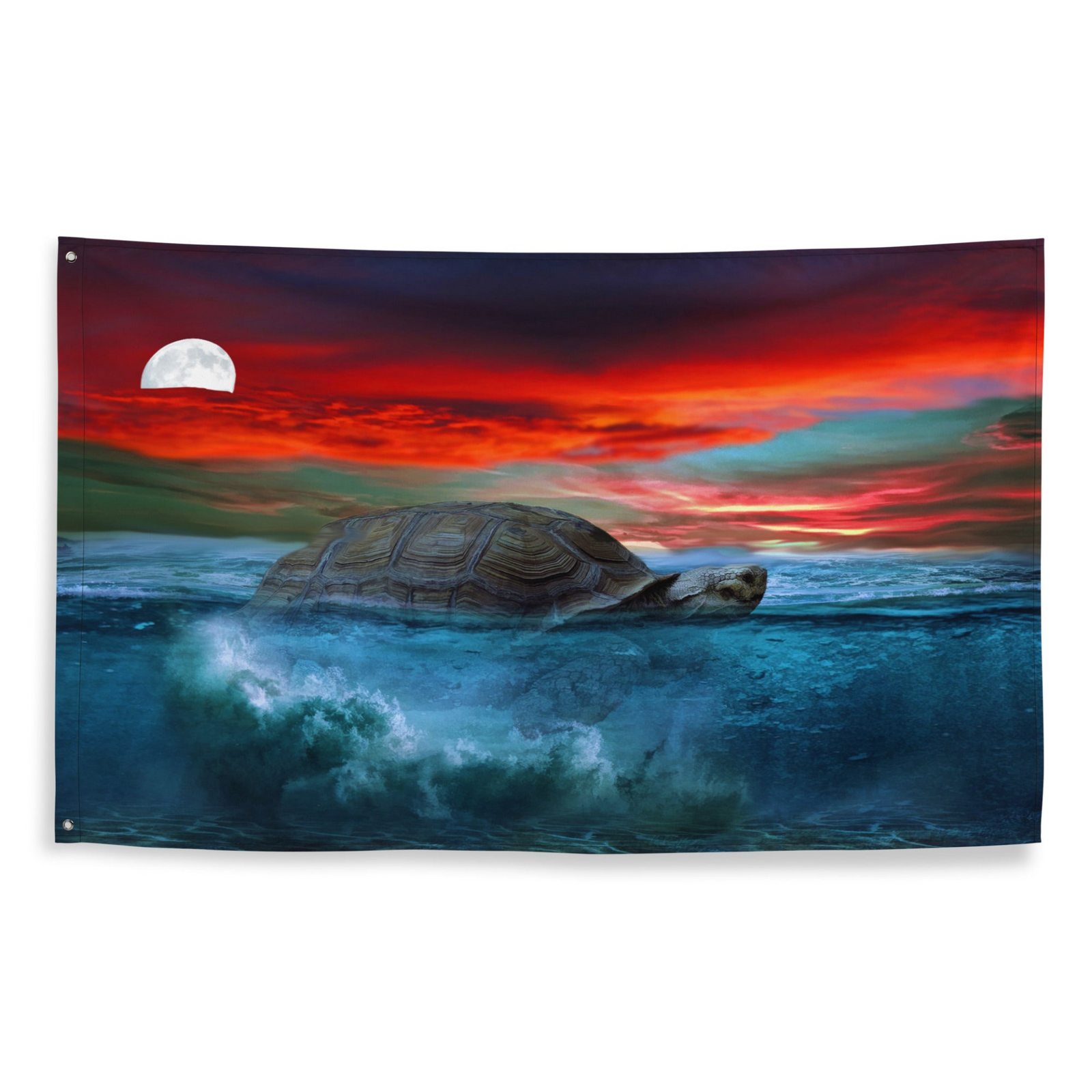 Turtle Painting Wall Tapestry – 100% Polyester Coastal Wall Hanging