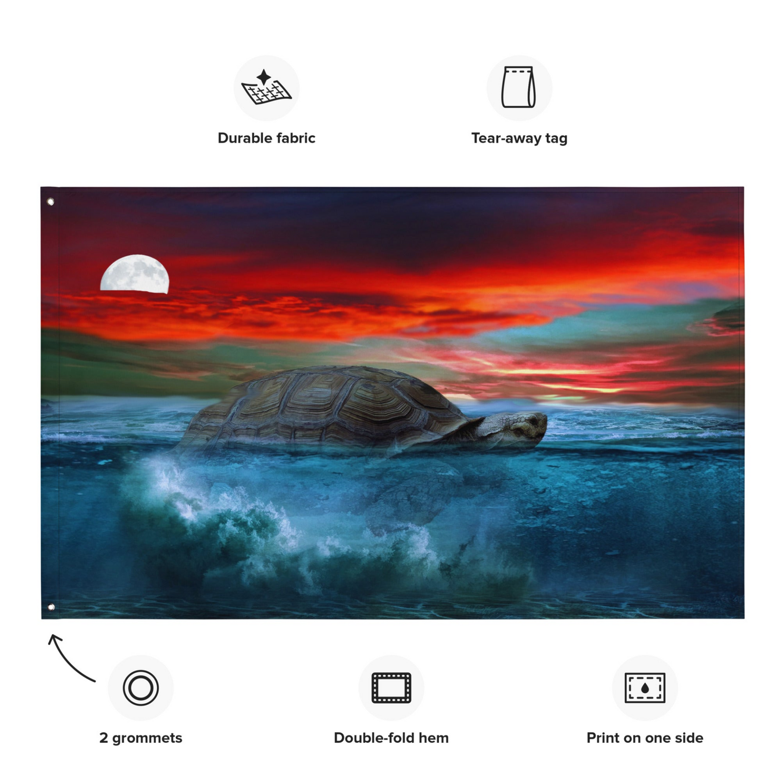 Turtle Painting Wall Tapestry – 100% Polyester Coastal Wall Hanging