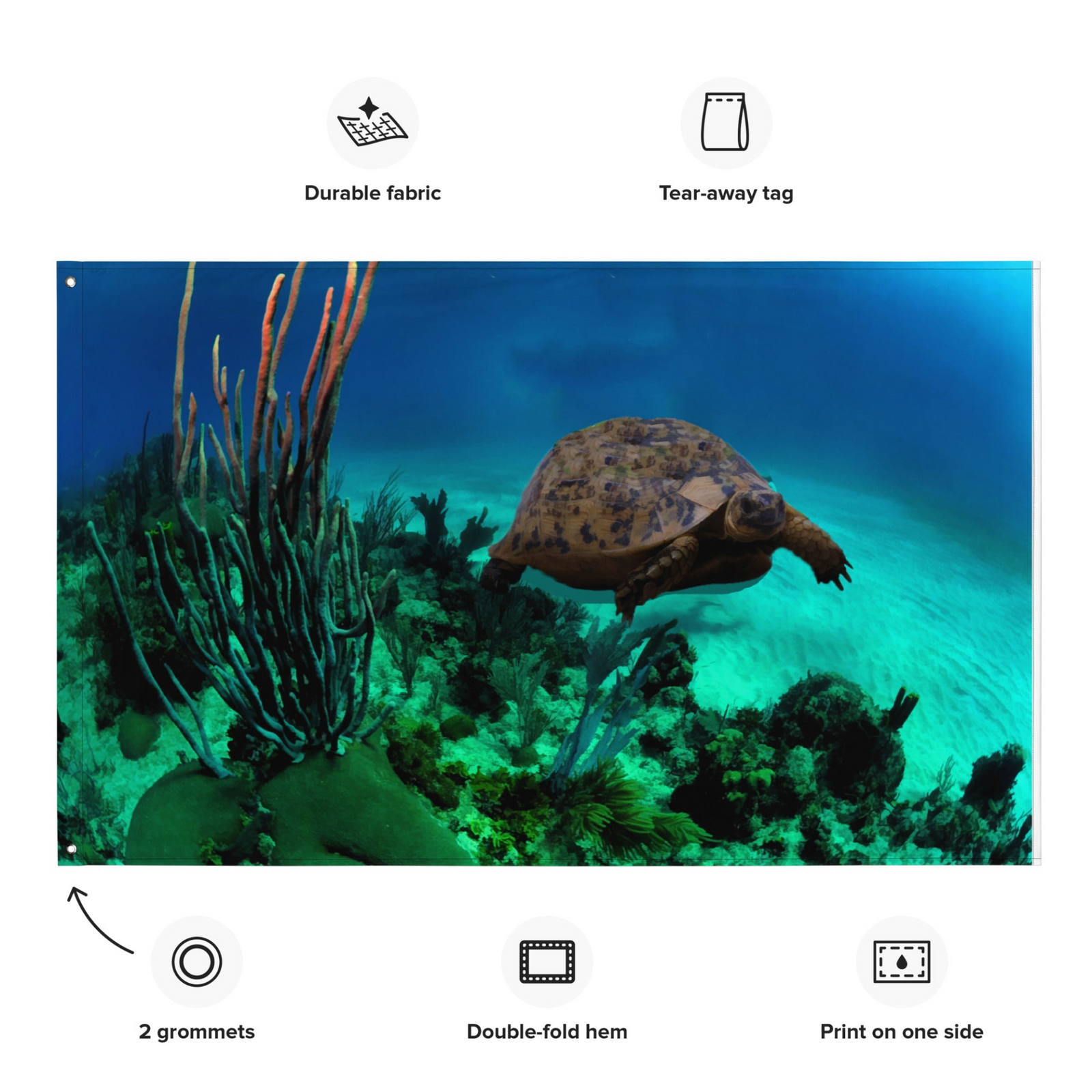 Turtle Artwork Wall Tapestry – Polyester Flag Wall Hanging