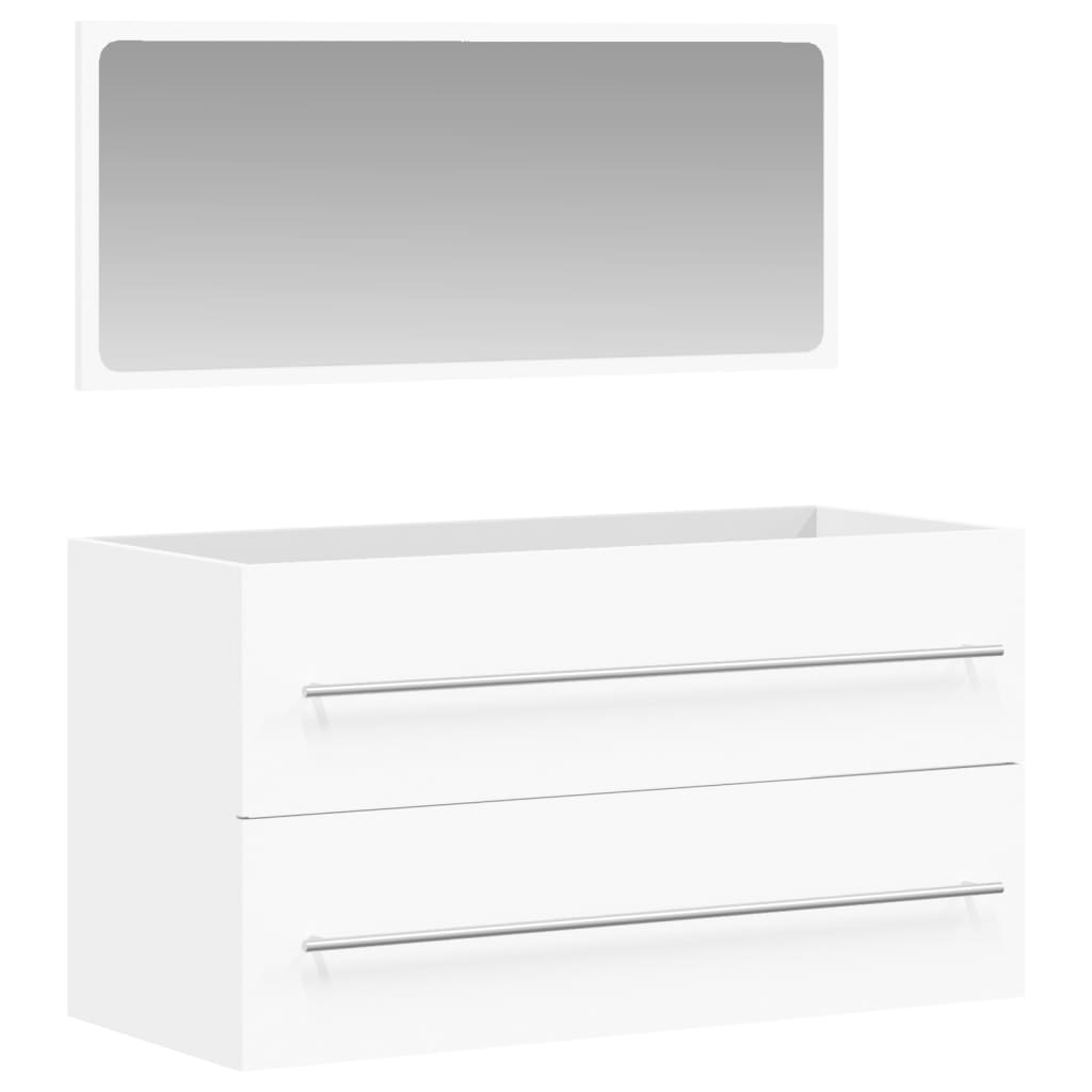 vidaXL Bathroom Cabinet with Mirror White Engineered Wood