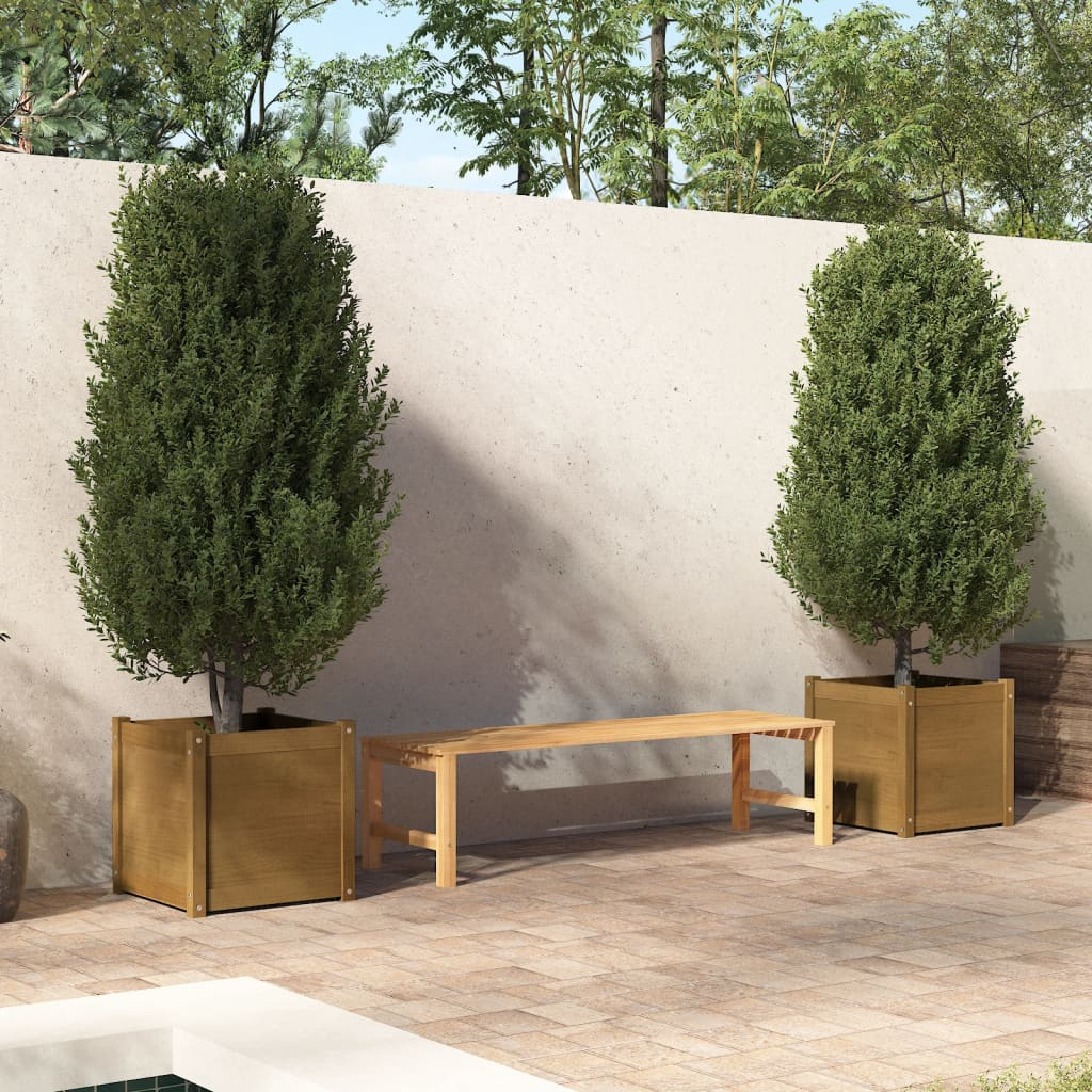 vidaXL Garden Planter Set of 2 Honey brown Solid pinewood