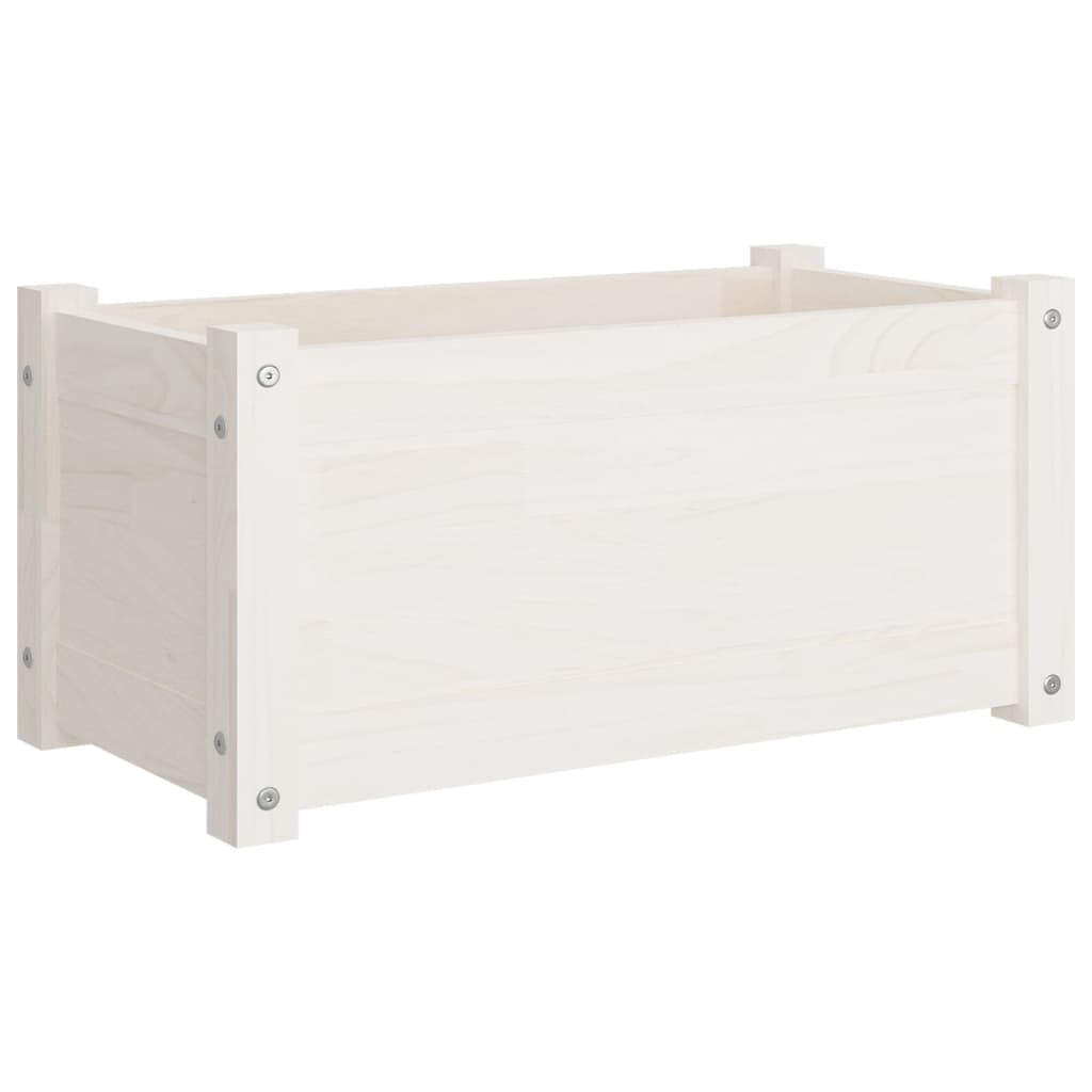 vidaXL Garden Planter White Solid pinewood Medium Garden Planter