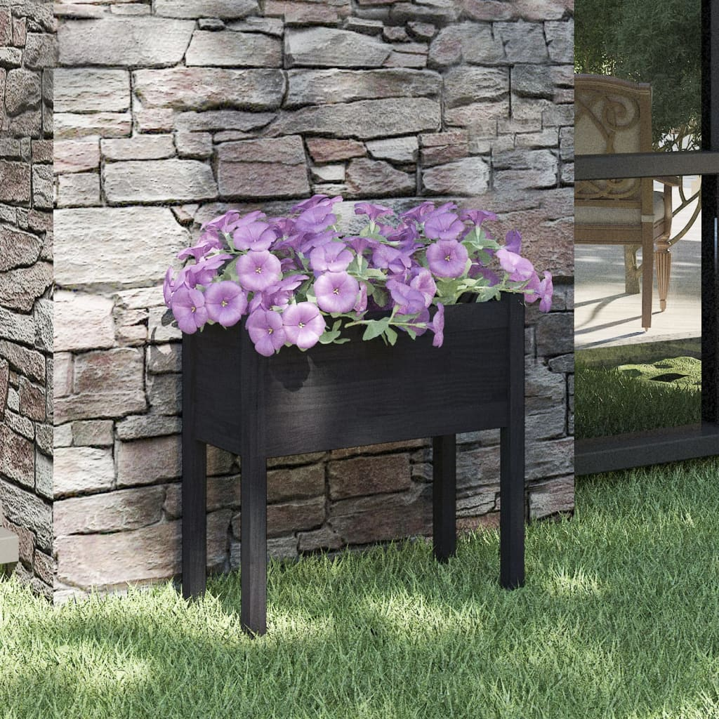 vidaXL Garden Planter Black Solid Pinewood Durable Garden Planter