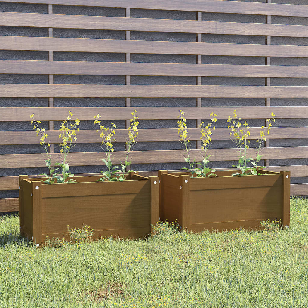 vidaXL Garden Planter Set of 2 Honey brown Solid Pinewood