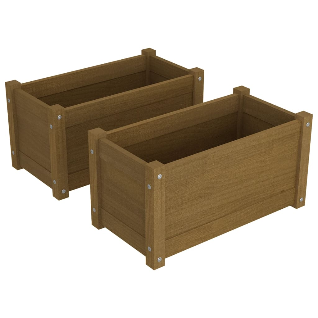 vidaXL Garden Planter Set of 2 Honey brown Solid Pinewood