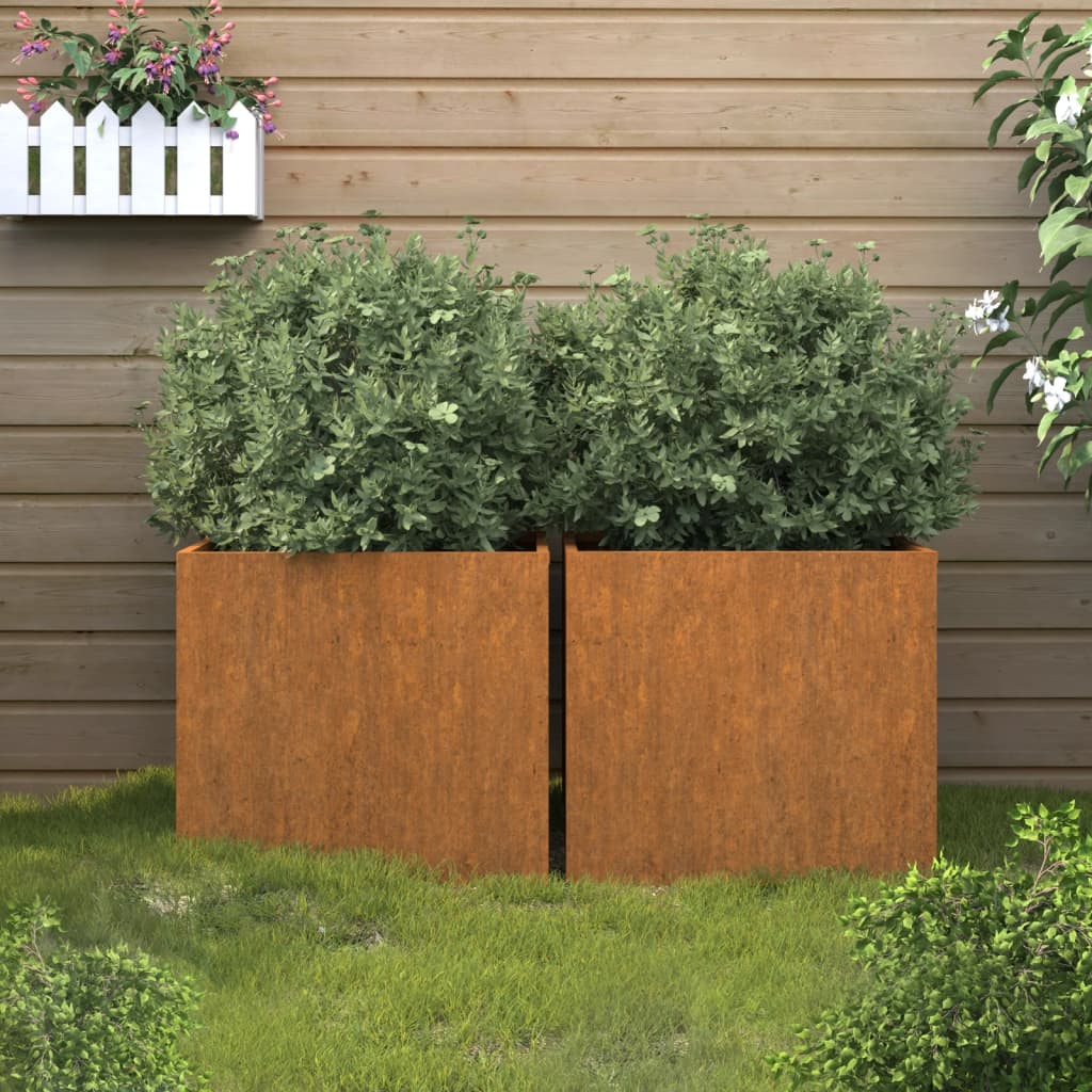 vidaXL Planter Set of 2 Rusty Corten steel Medium Decorative Inlays