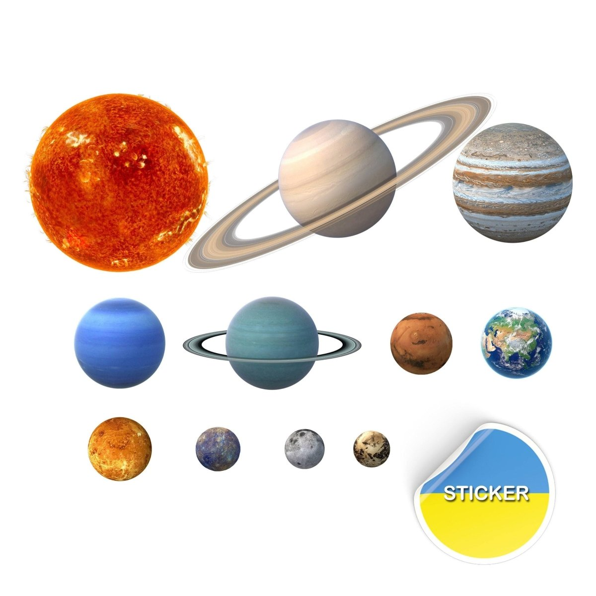 Peel and Stick Wall Decal – Glow in the Dark Planet Vinyl Sticker Set