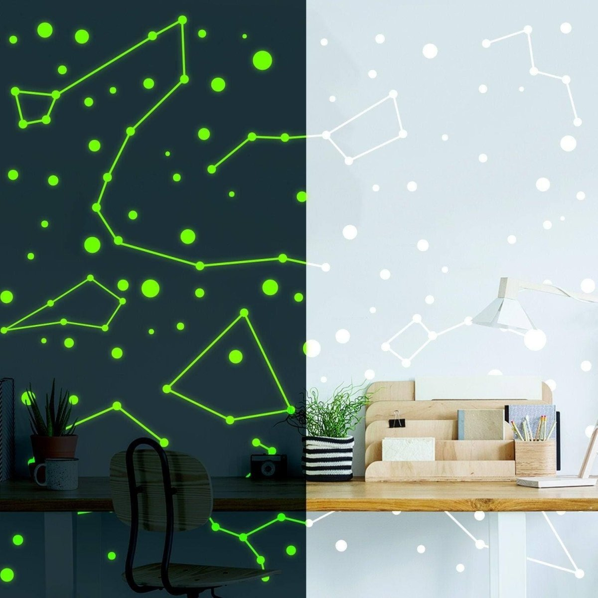 Zodiac Star Wall Decals Set – Glow-in-the-Dark Constellation & Star Vinyl Stickers for Celestial Interiors