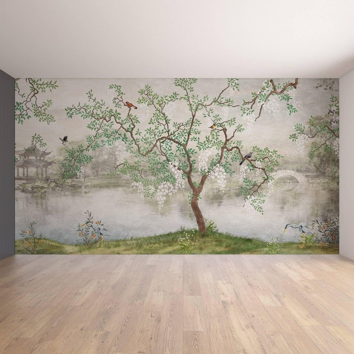 Dreamy Chinese Garden Wall Mural - Oriental Landscape Scenery Wallpaper for Home Decor