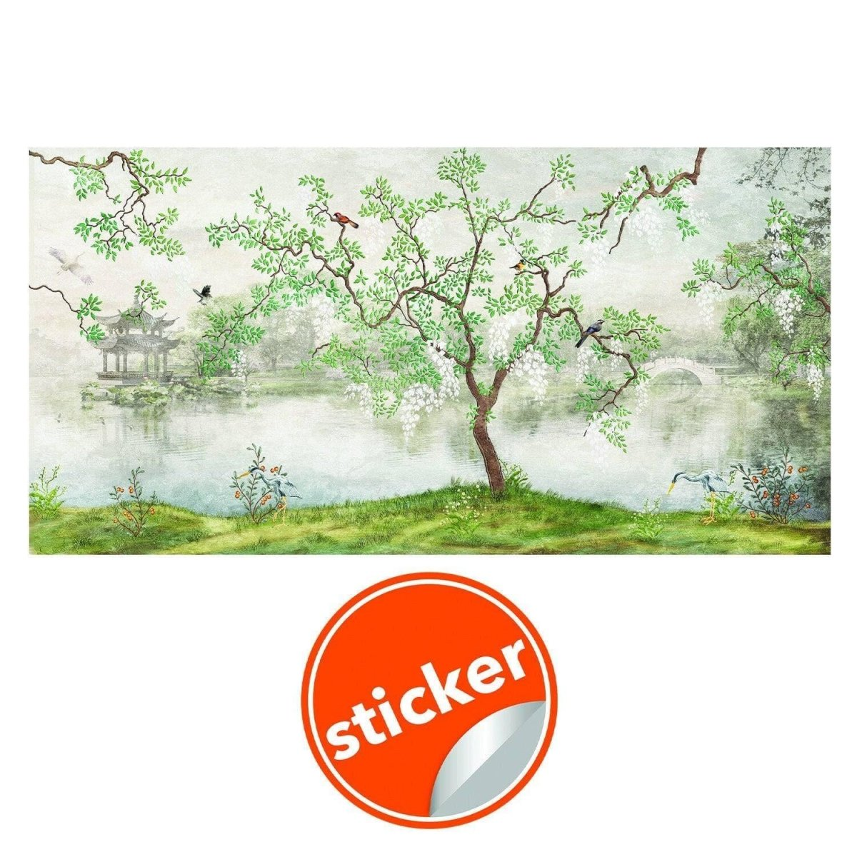 Dreamy Chinese Garden Wall Mural - Oriental Landscape Scenery Wallpaper for Home Decor