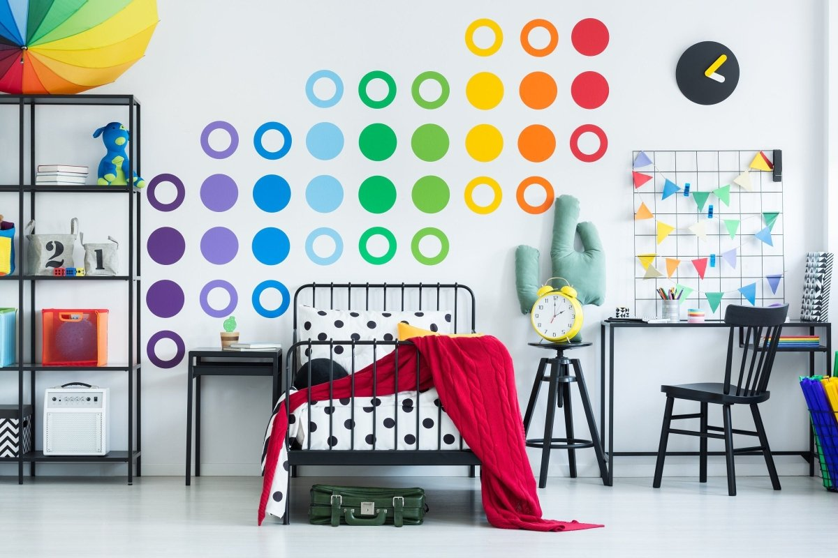 Vibrant Circle Wall Decals: Vinyl Stickers for Colorful Whimsical Decor