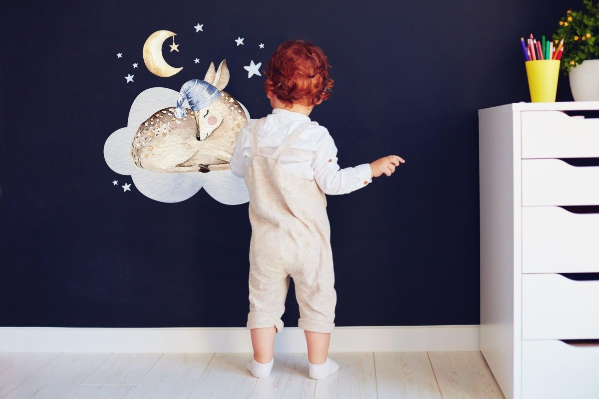 Peel and Stick Wall Decal – Baby Nursery Cloud, Moon & Animal Vinyl Sticker