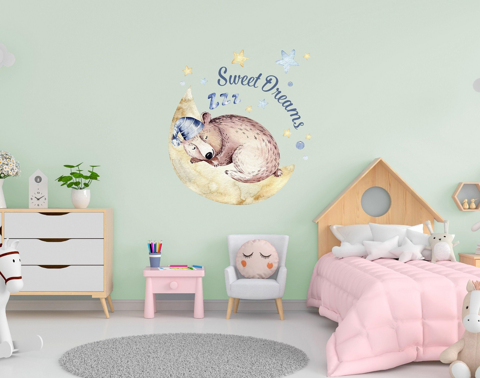 Adorable Infant Animal Sky Wall Decal - Creative Kids Room Mural Decoration