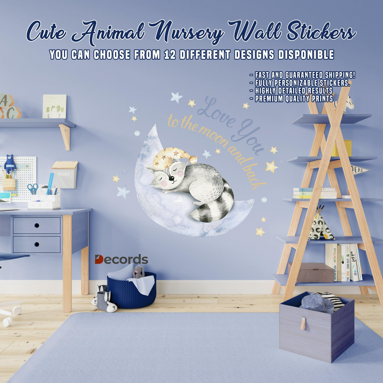 Adorable Infant Animal Sky Wall Decal - Creative Kids Room Mural Decoration