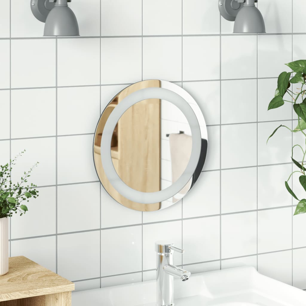 vidaXL LED Bathroom Mirror Transparent Glass Medium LED Bathroom Mirror