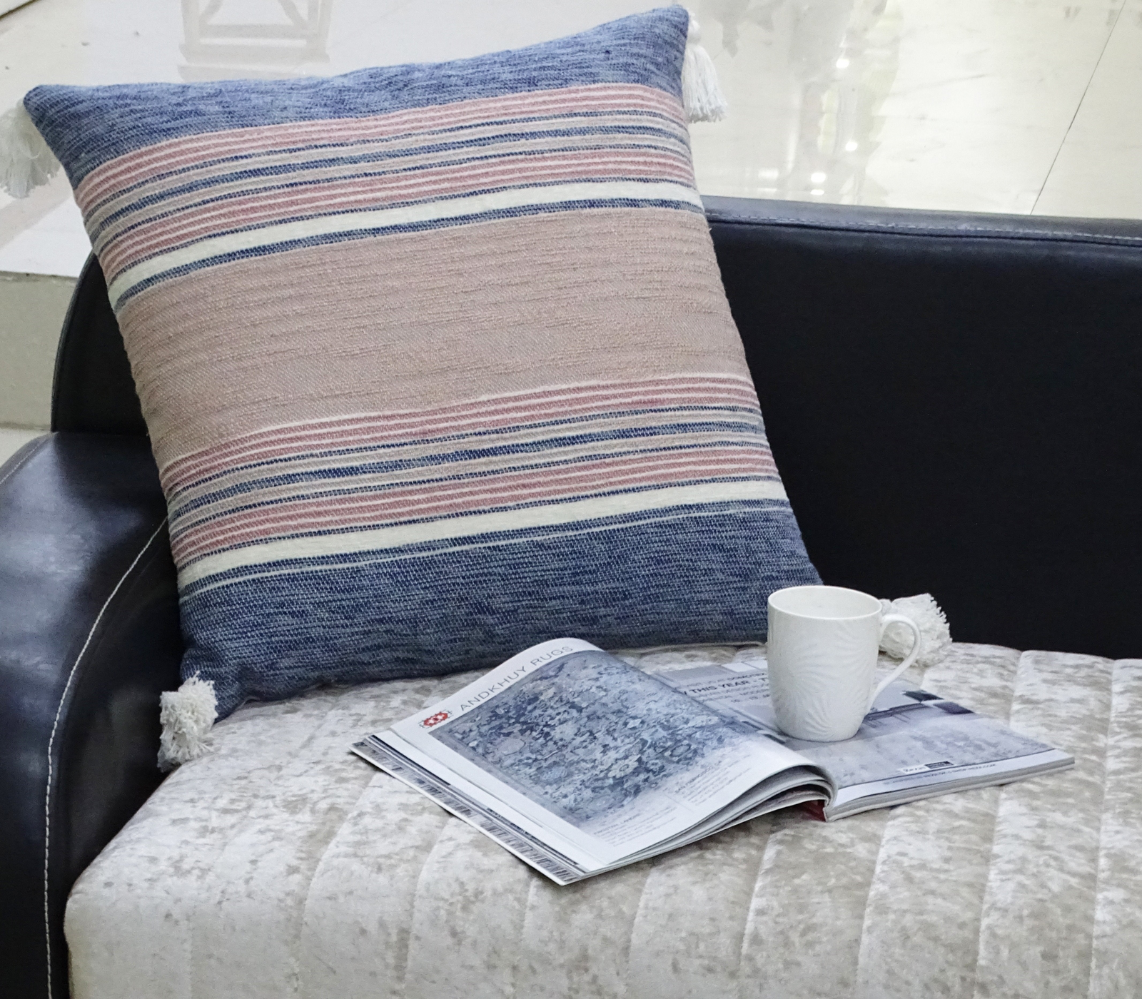 22" X 22" Throw Pillow for couch with Tassels