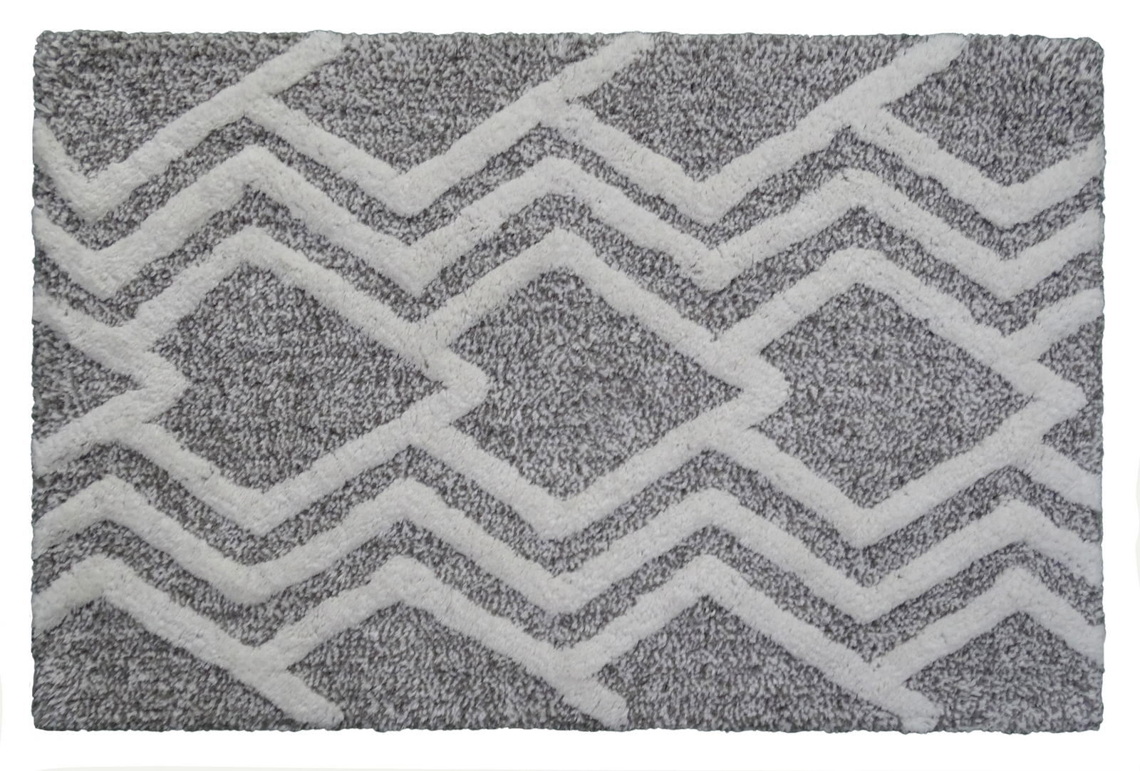 CHICOS HOME Bath Rug Geometric Pattern in Grey & Ivory