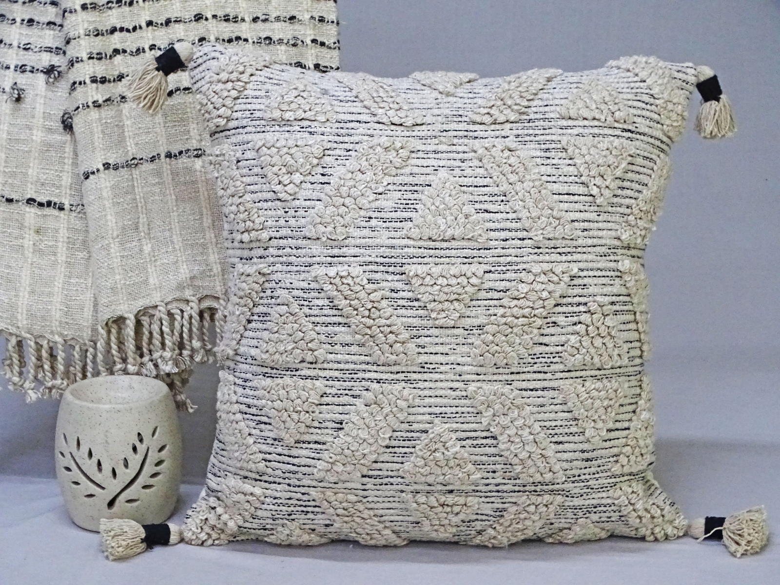 Large 22"x 22" Beige Throw Pillow for couch