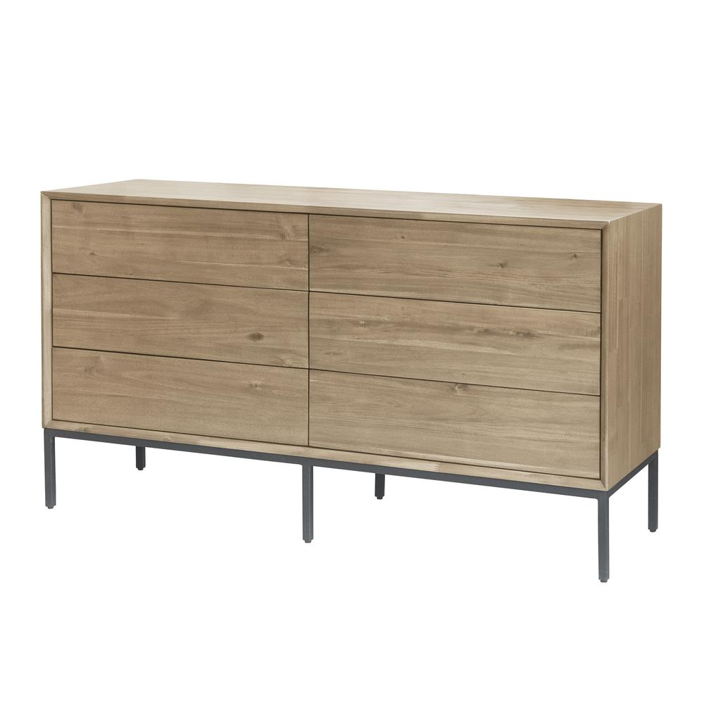 Hathaway 6-Drawer Dresser in Drifted Sand or Newton Brown – Japandi Solid Acacia Storage Cabinet