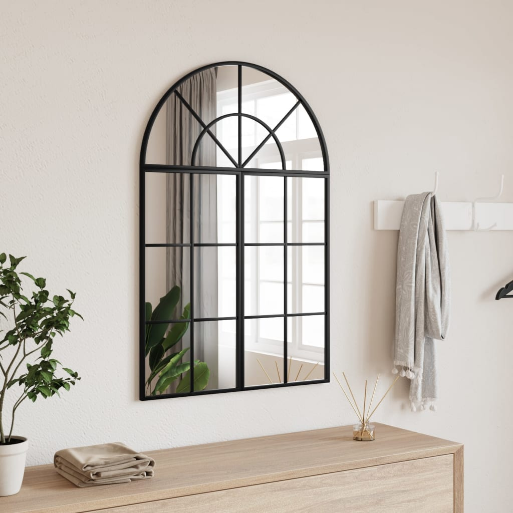 vidaXL Wall Mirror Black 60x30 cm Arch Iron