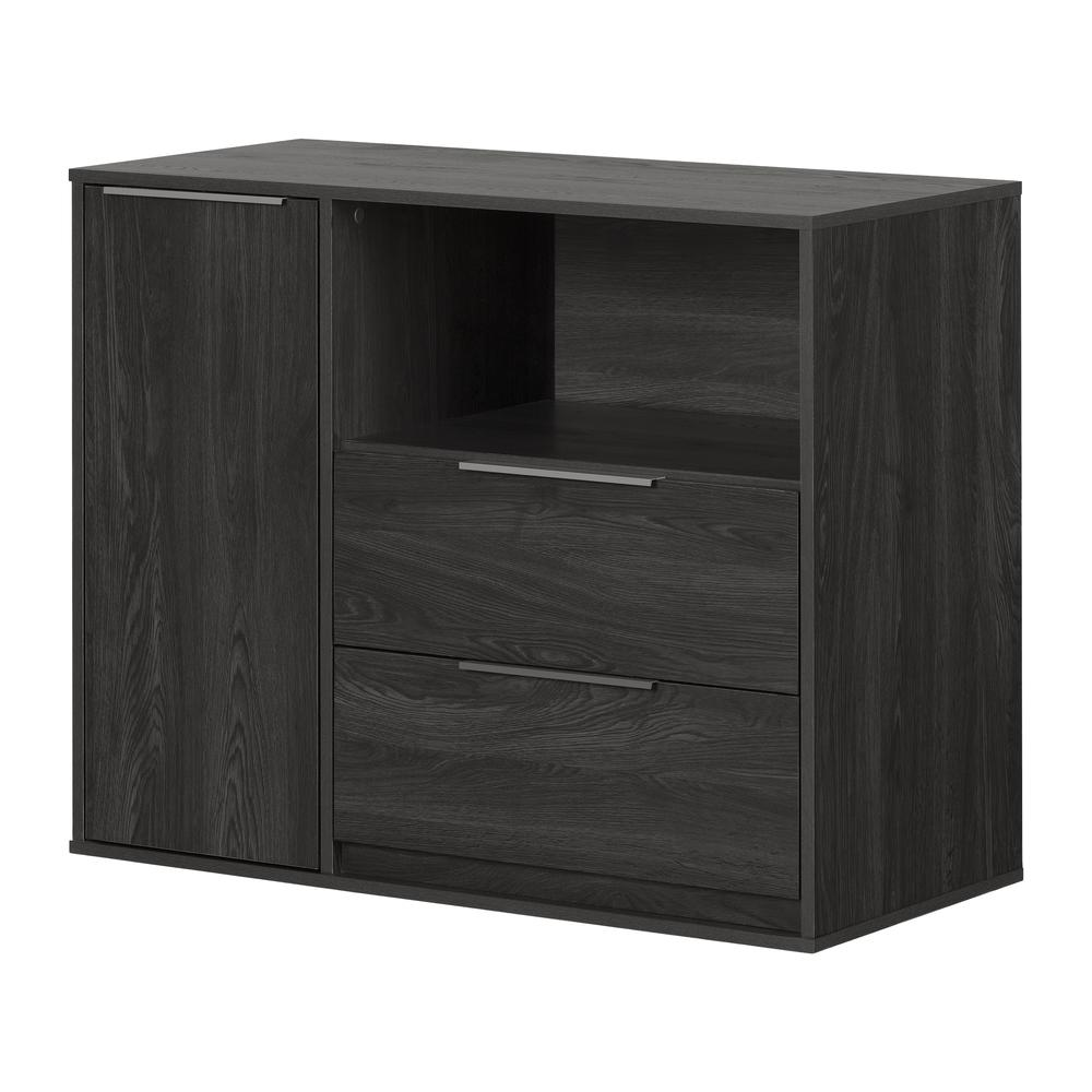 Hourra 2-Drawer Dresser with Door in Gray Oak for Kids’ Bedrooms