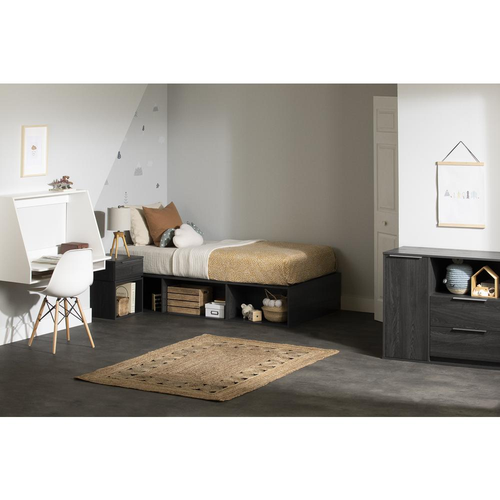 Hourra 2-Drawer Dresser with Door in Gray Oak for Kids’ Bedrooms