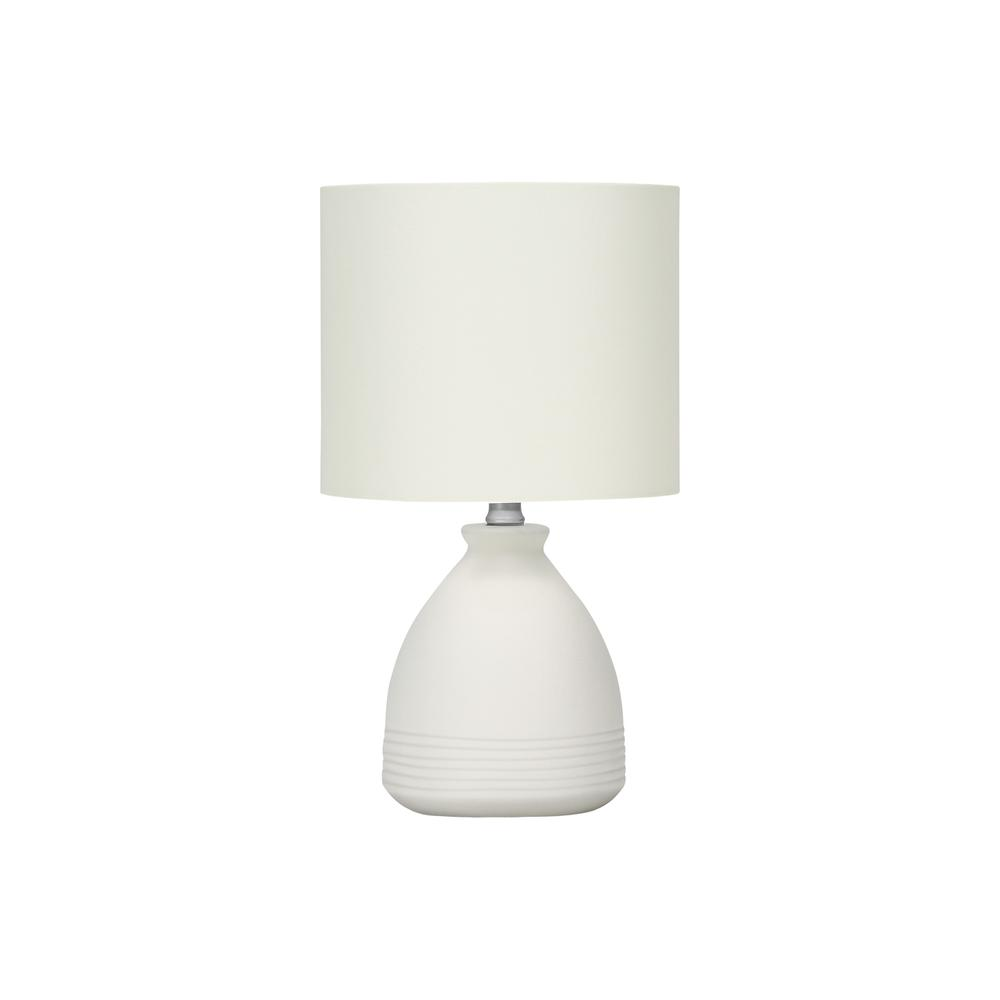 17" Table Lamp – Cream Ceramic Beehive Base with Ivory/Cream Fabric Shade, Modern Design