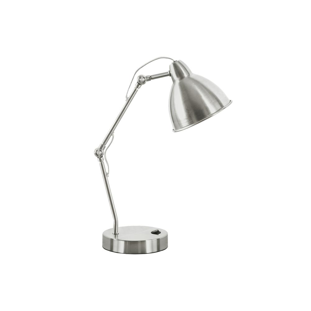 17"H Nickel Table Lamp – Adjustable Industrial Task Lamp with USB Port