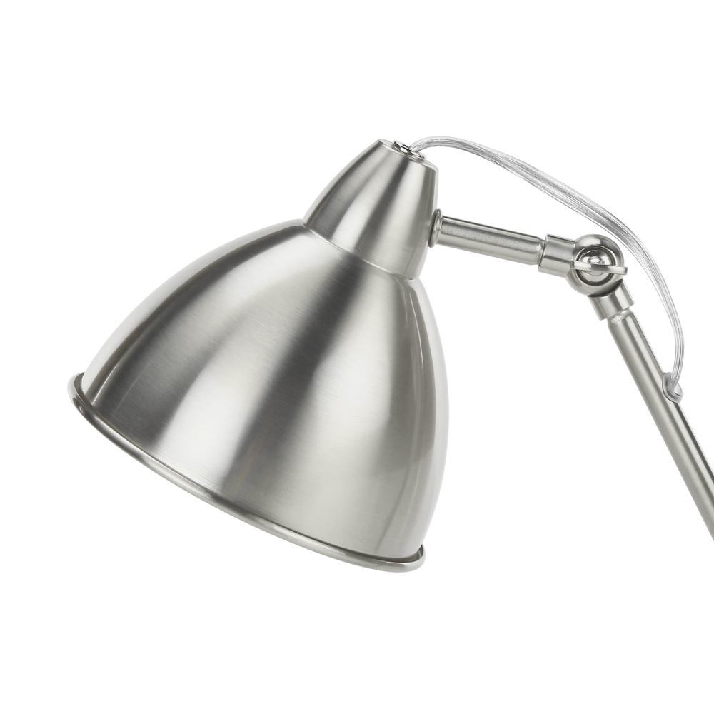 17"H Nickel Table Lamp – Adjustable Industrial Task Lamp with USB Port