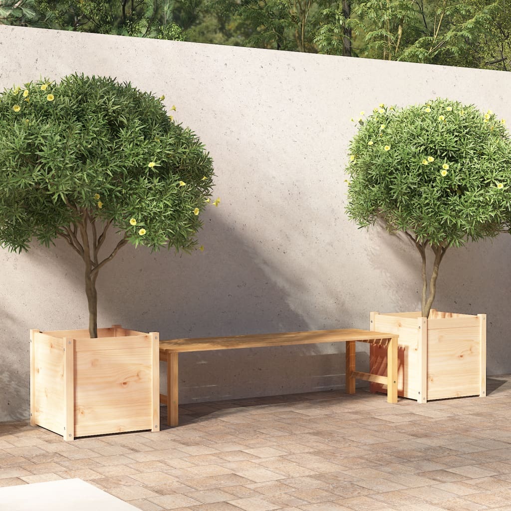 vidaXL Garden Planter Set of 2 Natural Wood Solid pinewood Medium