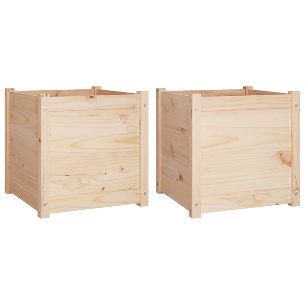vidaXL Garden Planter Set of 2 Natural Wood Solid pinewood Medium