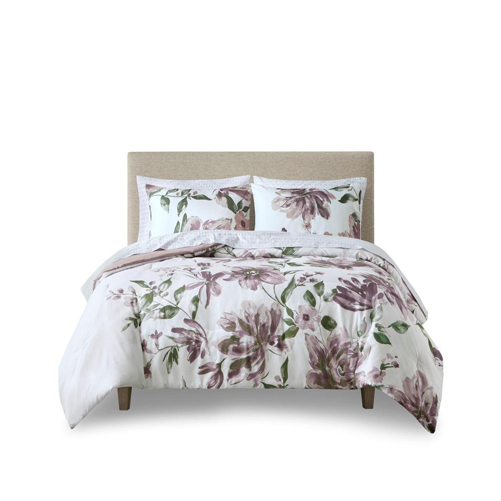 Alice Floral Comforter Set with Bed Sheets, Mauve color